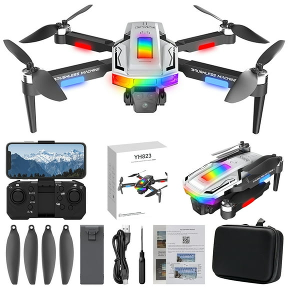 kttectoa Drones Gifts FPV Drone with ESC Camera Brushless Motor and Cool Lights Drones .4G Quadcopter Altitude Hold Obstacle Avoidance for Kids Adults Christmas