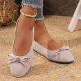 thumbnail image 4 of Willtoo Women’s Flats Round Toe Slip‑on Ballet Shoes, Bow Rhinestone Decor Soft Lightweight Dress Casual Footwear Office Dating Daily Walking Shoes, 4 of 5