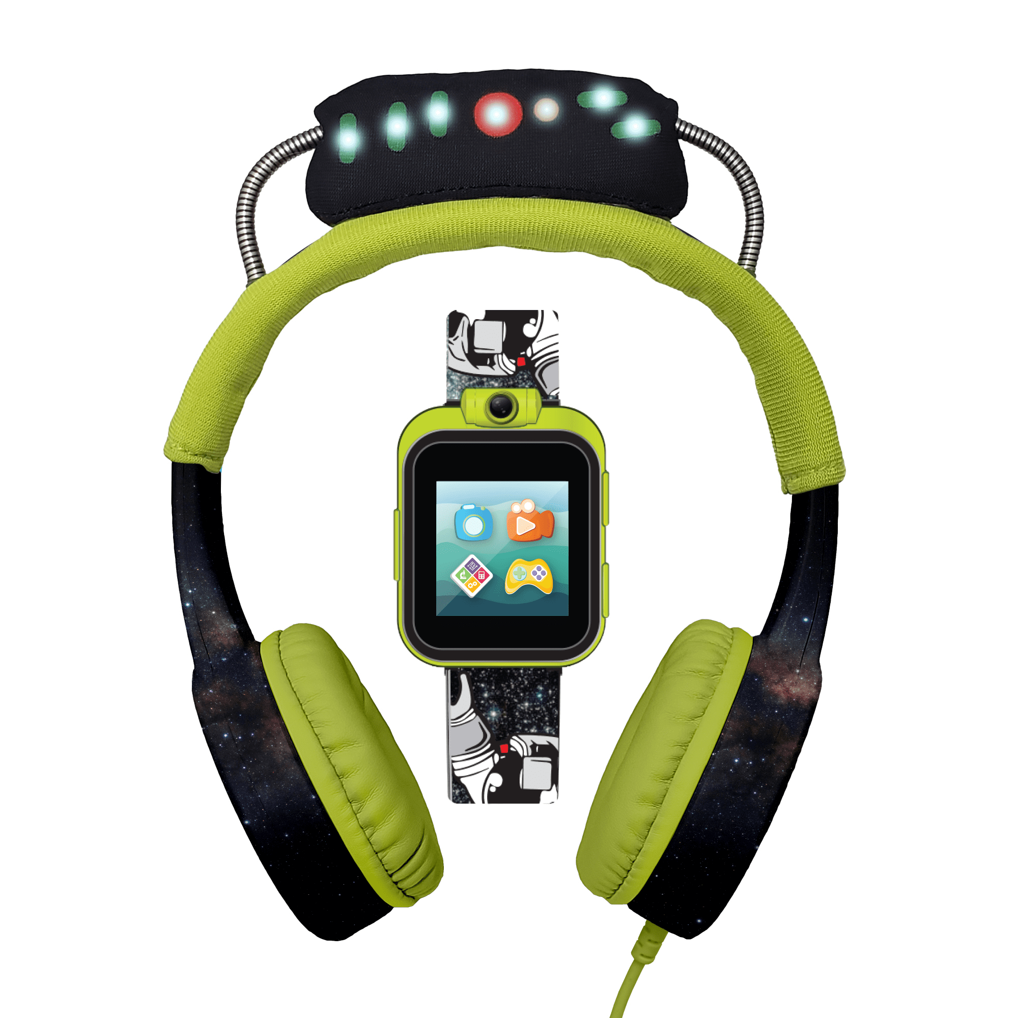 NEW iTech Junior Black and Silver Smartwatch and Headphones Set