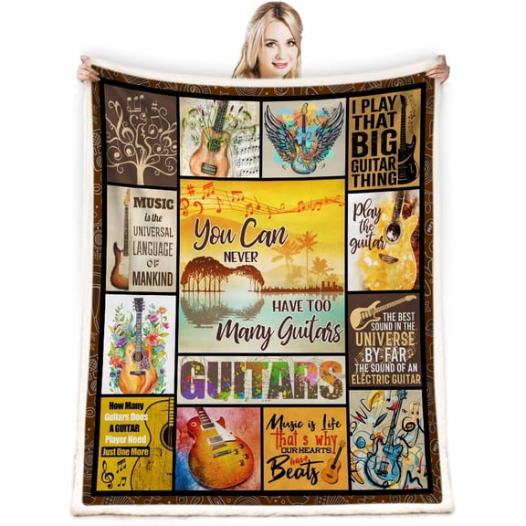 Guitar Blanket,Music Blanket,Guitar Gifts for Men,Gifts for Guitar Players Men,Guitar Lover Gifts for Men,Music Gifts for Music Lovers,Warm Soft Cozy Guitar Blanket for Bed Couch 50"x 60"