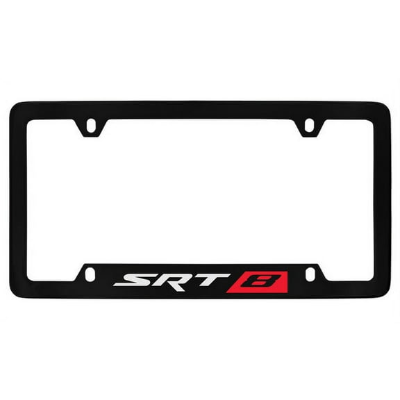 Chrysler SRT 8 Black Coated Metal Bottom Engraved License Plate Frame Holder