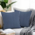 thumbnail image 4 of Outdoor Waterproof Throw Pillow Covers Set of 2 Navy Blue Stripe Decorative Pillowcases Square Outdoor Pillows Cushion Case 16x16 Inch Vertical Striped Patio Pillows for Couch Sofa Bed Garden, 4 of 7