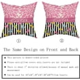 thumbnail image 5 of Easter Decorations Pillow Covers 18x18 Set of 2 Spring Easter Colorful Cute Bunny Pink Dahlia Print Striped Holiday Throw Pillows Rustic Decorative Square Cotton Cushion Case for Home Sofa Couch Bed, 5 of 6