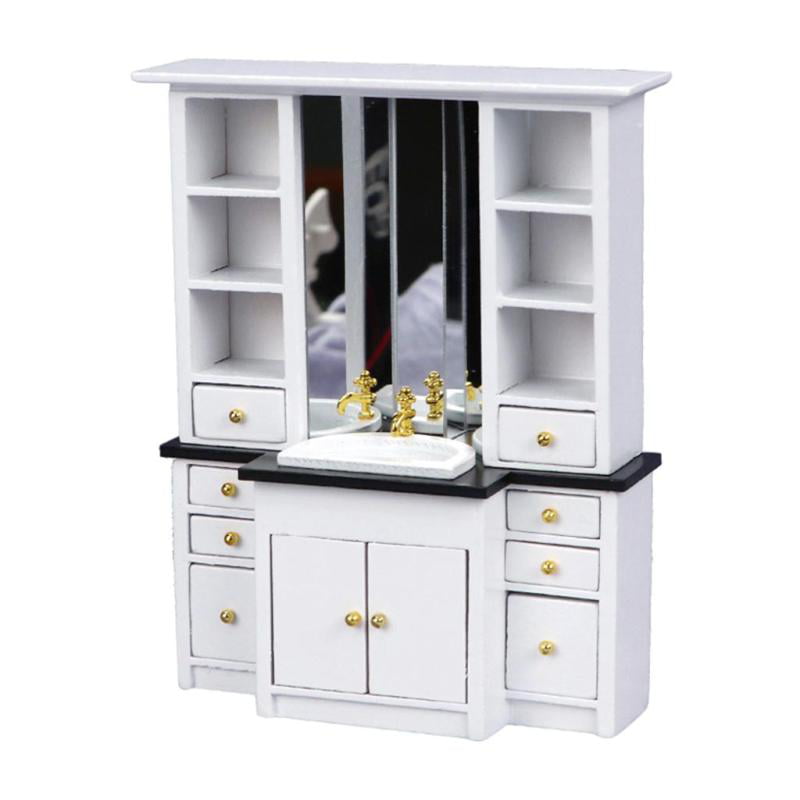 1:12 Dollhouse Miniature Furniture Bathroom Kitchen Sink with Cabinet Basin Set 