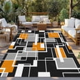 thumbnail image 2 of Burnt Orange Black Geometric Outdoor Rug for Patio/Deck/Porch, Non-Slip Large Area Rug 4 x 6 Ft, Modern Color Block Abstract Indoor Outdoor Rugs Washable Area Rugs, Camping Rug Carpet Runner, 2 of 8