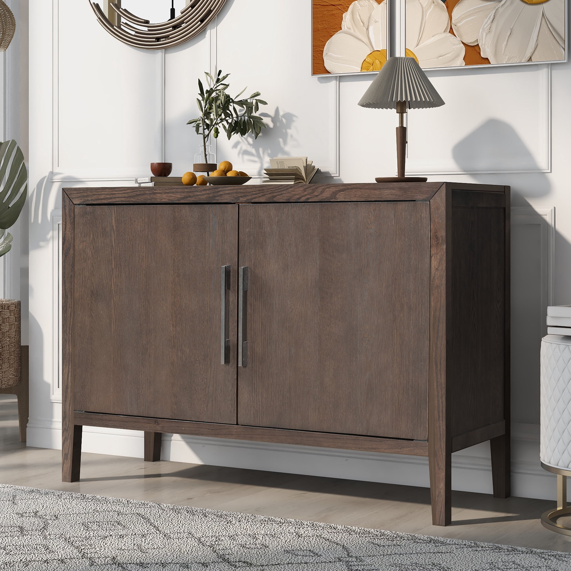 Aukfa Wood Accent Cabinets with Doors,Buffet Storage Cabinet for Hallway, Entryway, Living Room,Espresso