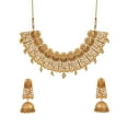 thumbnail image 2 of Crunchy Fashion Ethnic Gold-Plated Antique Design Choker Jhumki Jewellery Set, 2 of 6