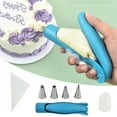 thumbnail image 4 of Cake Decorating Pen Tool Kit with 4 Nozzles - Pastry Icing Piping Bags with Different Tips for DIY Decoration - Blue, 4 of 9