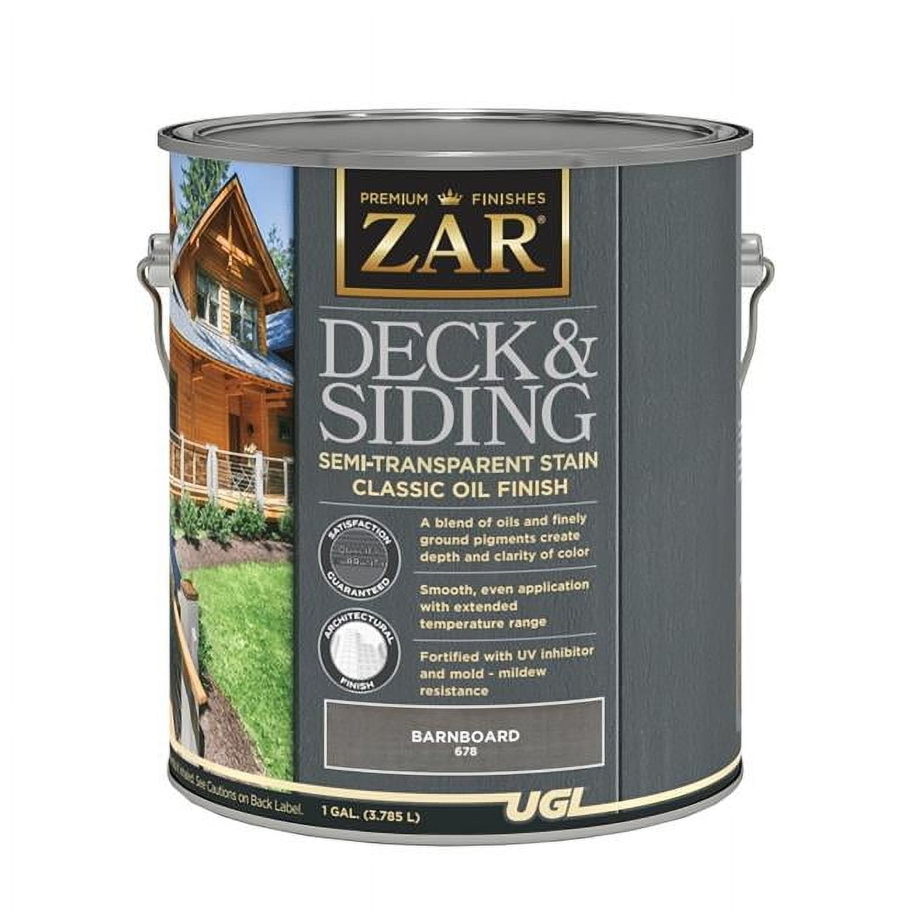 UGL ZAR Semi-Transparent Deck and Siding Stain, Oak Brown, 1 Gal