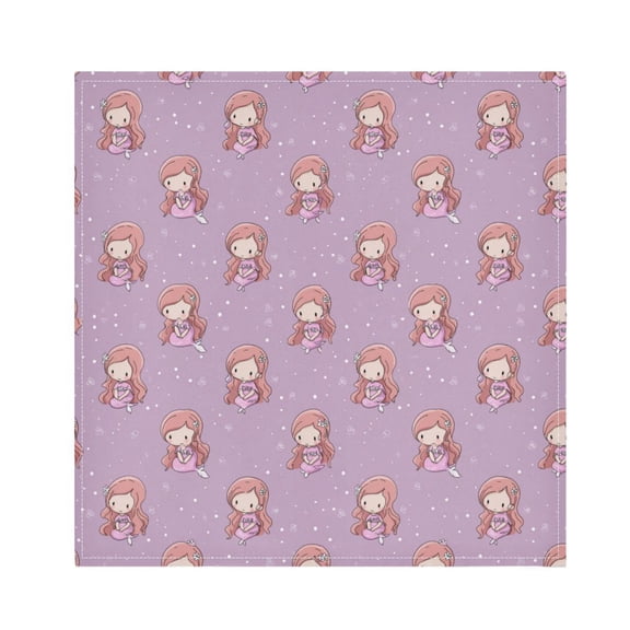 1 Pack 20'' x20" Satin Table Napkins Dinner Napkins for wedding Party Decoration events Cartoon Mermaid Pattern