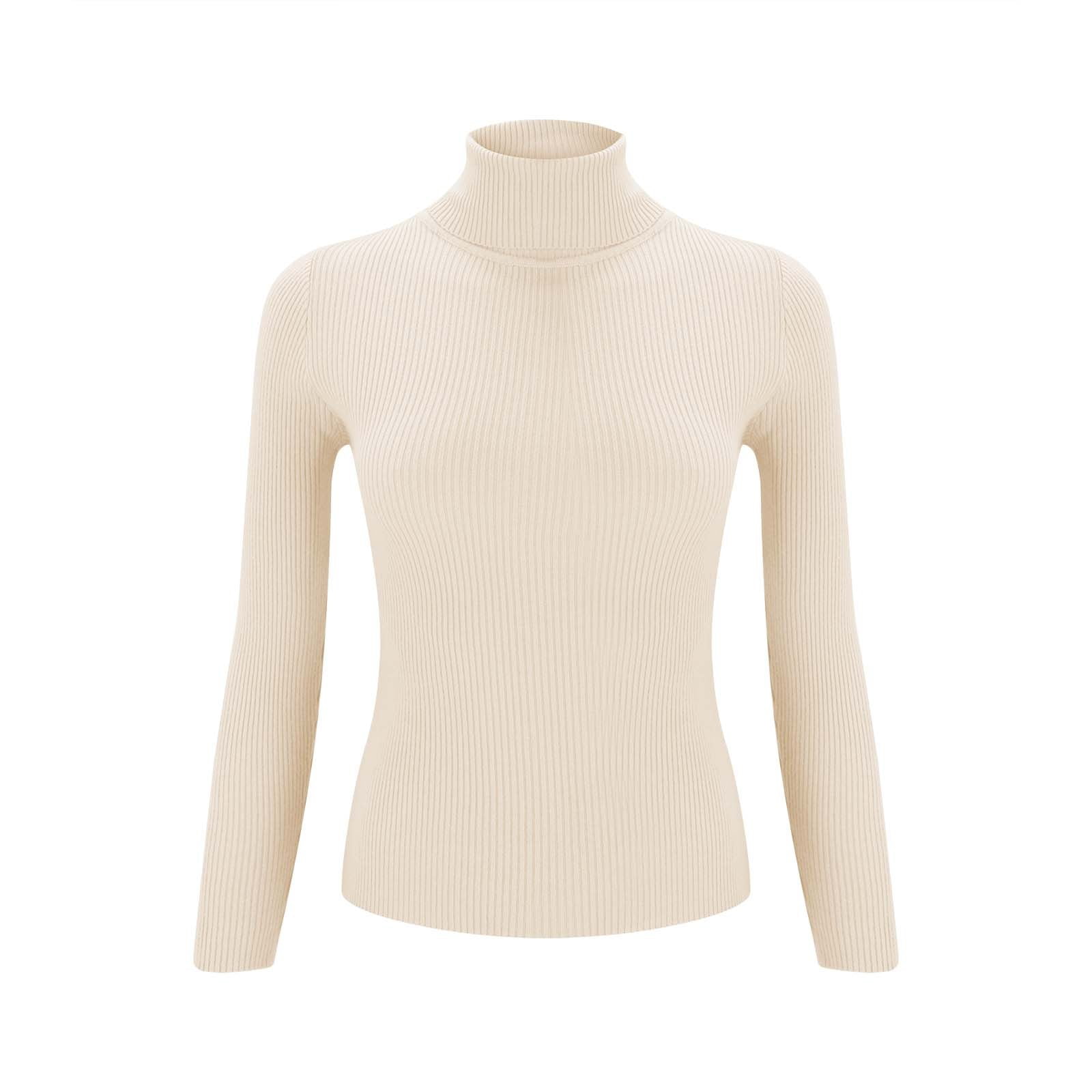 Lisingtool Womens Sweaters Women Soft Sweater Slim Fit Lightweight Long  Sleeve Turtleneck Tops Undershirt Knitted Warm Fitted Fashion Pullover  Sweater Long Sleeve Tops Beige 