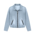 thumbnail image 5 of SONXAHE Womens Lapel Zip Up Lightweight Jacket Long Sleeve Pocket Casual Outerwear Coat, 5 of 5