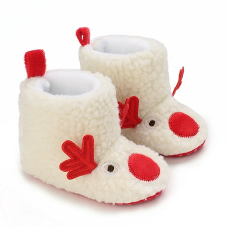 

ELF Baby Fleece Slippers Soft Anti-Slip Deer Booties Winter Warm Infant Socks Crib Shoes