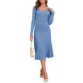 thumbnail image 2 of PrettyGuide Women's Wrap Sweater Dress V Neck Long Sleeve Pleated A Line Knit Midi Dresses, 2 of 8