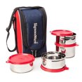 thumbnail image 1 of Midday Maxx Fresh Stainless Steel Lunch Box Set - Red | 3 Containers, 350ml Each+ 1 Container, 500ml - Spill Proof Containers | Airtight, Freezer Safe, Microwave Safe, Dishwasher Safe, 1 of 4