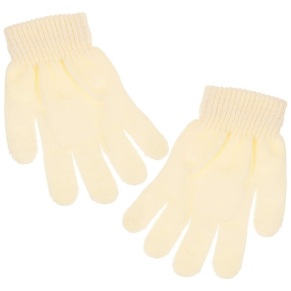 WHAMVOX  Girls Warm Gloves Childrens Knit Kid Winter Thermal Kids Mittens White