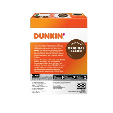 Dunkin' Donuts Original Blend Coffee, Keurig Single-Serve K-Cup Pods, Medium Roast, 22 Count