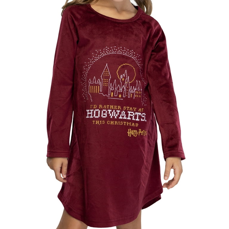 Harry Potter Nightgown I d Rather Stay At Hogwarts This Christmas Girl s Pajamas