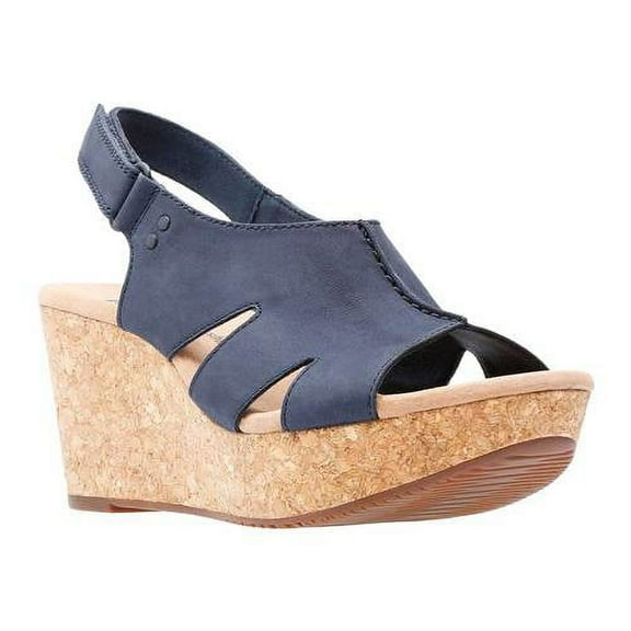 clarks women's annadel bari platform, navy nubuck, 7.5 wide