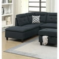 thumbnail image 4 of Miekor Furniture Living Room Furniture Black Cushion Sectional w Ottoman Linen Like Fabric Sofa Chaise 05209, 4 of 12