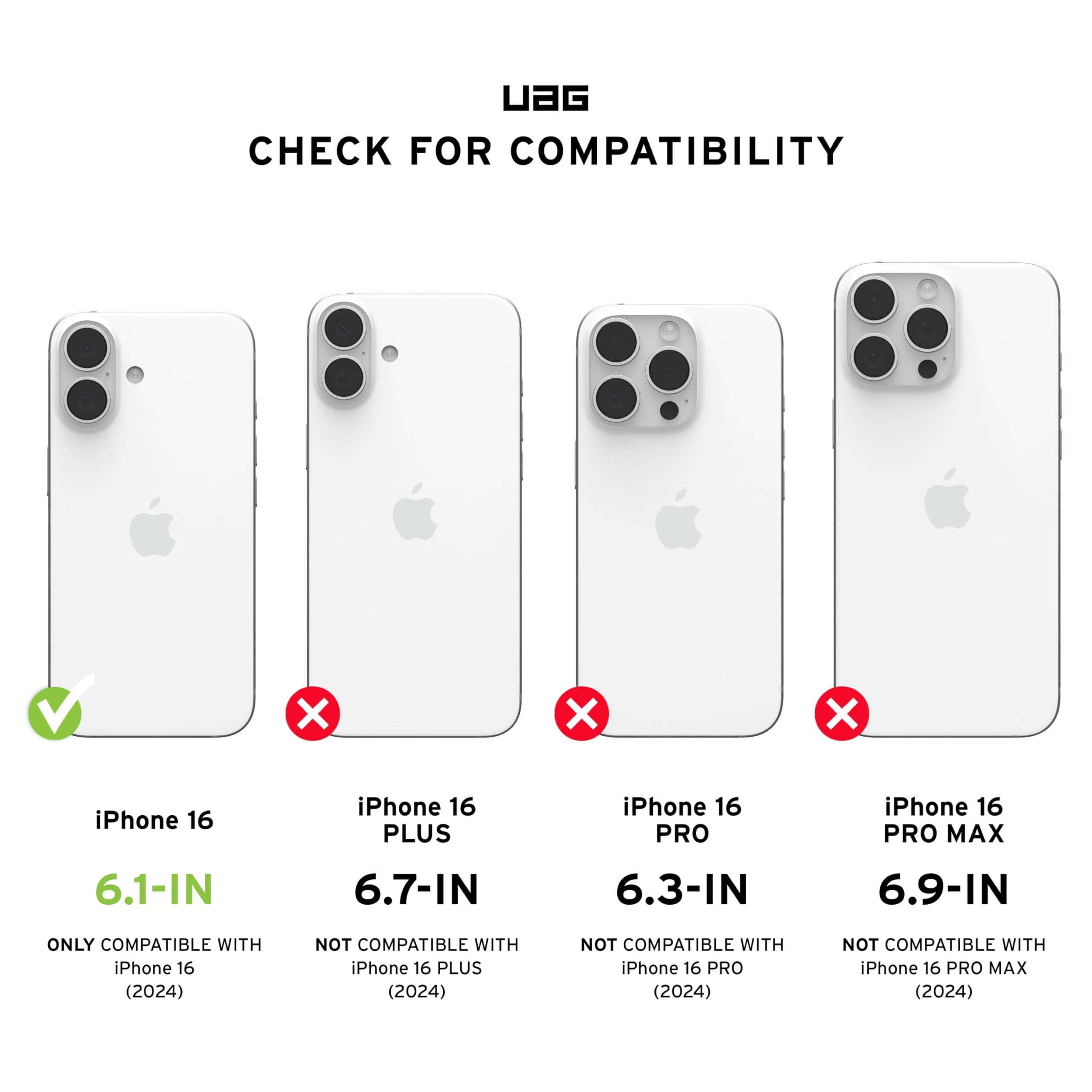UAG iPhone 16 Case 6.1" Civilian - Compatible with MagSafe Charging Rugged Slim Sleek Shockproof Anti-Slip Military Grade Protective Cover, Black