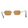 thumbnail image 2 of Luxury Rimless Metal Engraving Frame Thin Rectangle Sunglasses Gold Brown, 2 of 5