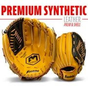 Franklin Sports Field Master Baseball + Softball Glove, 13 in, Black/Tan, Right Hand Throw