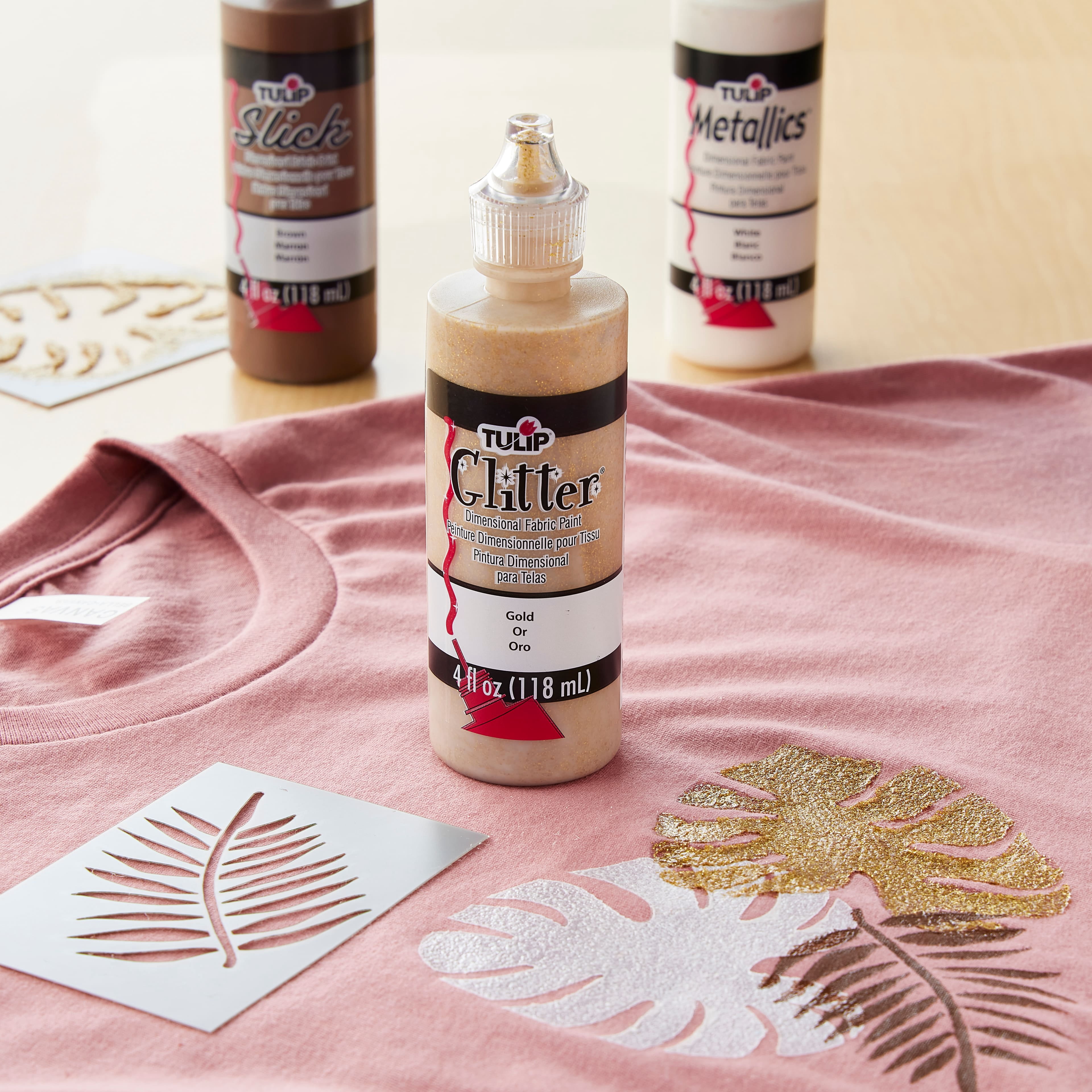 Tulip Glitter Gold Dimensional Fabric Paint, 12 Pack