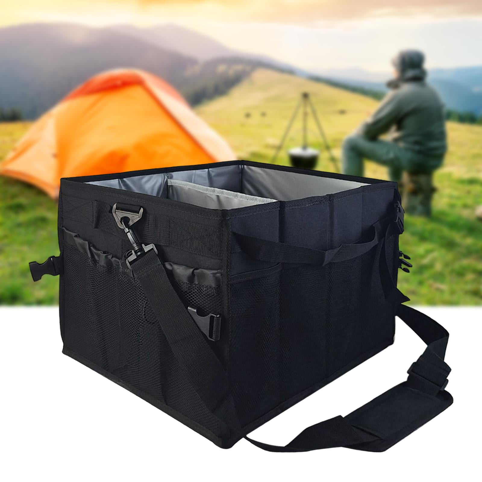 Siruishop Portable Bbq Tool Storage Bag Grill Tool Carrying Bag Organizer For Picnic Trip Black L