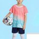 thumbnail image 5 of Odeerbi Conjunto de Entrenamiento de Fútbol Seco Rápido Para Chicos Y Niñas Pantalones Cortos de Camiseta Con Impresión Geométrica de Gradiente Conjunto Atlético Para 4-12 Años, 5 of 6
