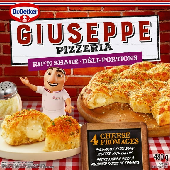 Giuseppe Rip n' Share 4 Cheese Pull Apart Pizza Buns Stuffed with Cheese, 480 g