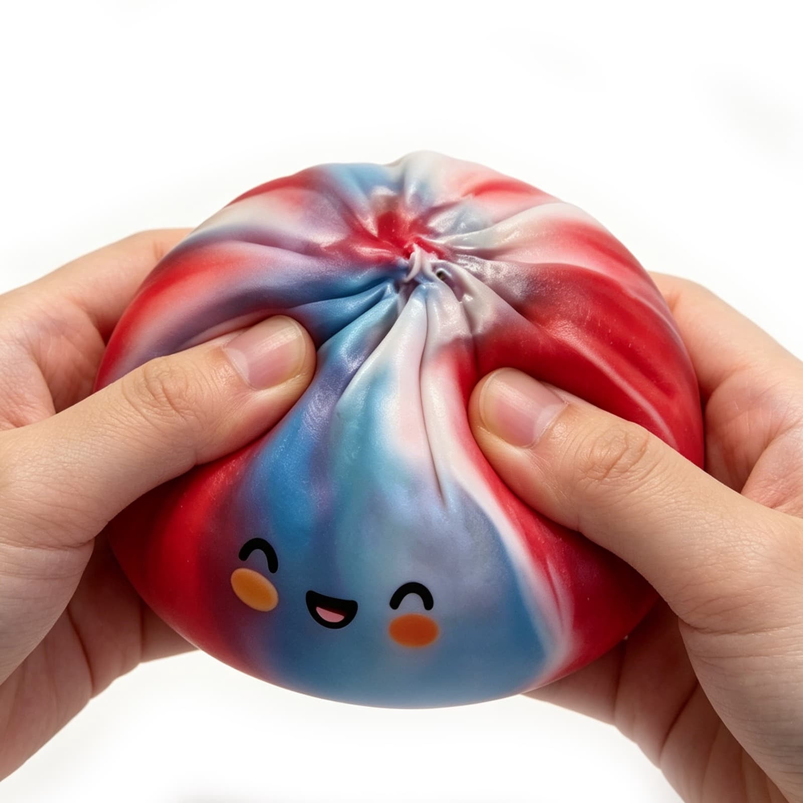 Americana Swirl Dumpling Squishy Toy, Patriotic Red White Blue Stress Ball, Slow Rising Fidget Toy for Anxiety Relief,4th of July Decoration, 3.2 Inch