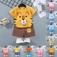 thumbnail image 4 of Toddler Boys Summer Clothes 2 Piece Set Short Sleeve Graphic Print Tiger Space T-Shirt Top and Elastic Waist Shorts Outfits 12M 24M 2T 3T 4T 5T 6T Kaprioy Newborn Boy Clothes, 4 of 5