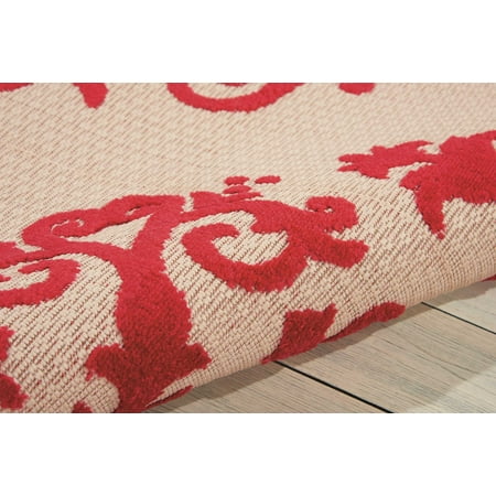 Photo 1 of 5'3"x7'5" Rectangle Indoor and Outdoor Geometric Area Rug Red - Nourison