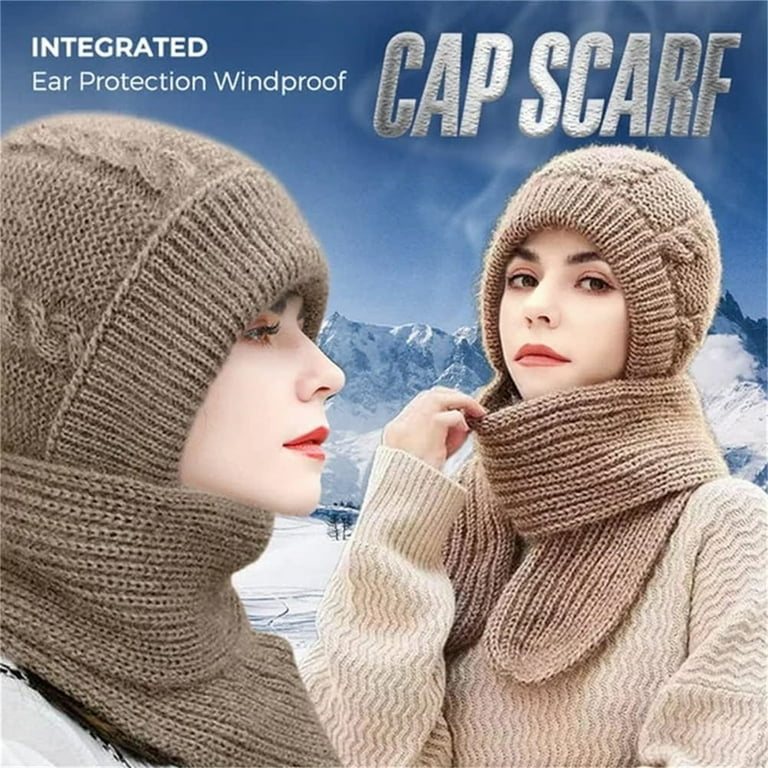 Mifelio Scarf for Women Integrated Ear Windproof Cap Scarf