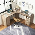 thumbnail image 2 of Gymax 66 Inch L-Shaped Computer Desk Spacious Corner Desk w/ Drawers & Cabinet, 2 of 10