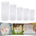 thumbnail image 3 of ToppiJoy Cylinder Pedestal Stands, Display Round Decor Backdrop, Metal Round Cylinder Plinths Dessert Table Display Pillars for Birthday Wedding (Clear, 5Pcs), 3 of 9