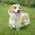 thumbnail image 2 of Waterproof Pet Raincoat, Transparent Plastic Floral Print Outerwear, Stylish Hooded Poncho for Medium Large Dog Outdoor Walking Rainy Day, 2 of 3