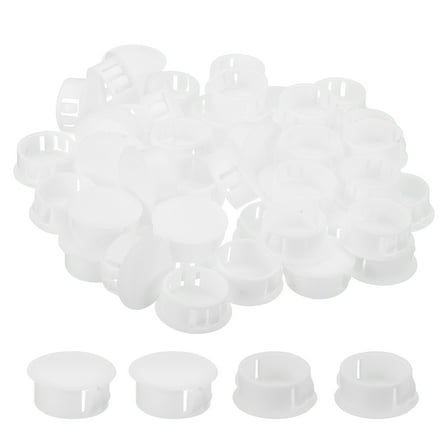 Uxcell 58Pcs Plastic Hole Plugs, 1" x 7/16"(DxH) Hole Cover Tubing End Cap for Round Holes(22mm), Table Chair Furniture, White