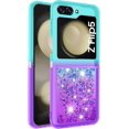 thumbnail image 6 of Glitter Case for Samsung Galaxy Z Flip 5 for Women Girls, Bling Sparkle Colorful Gradient Quicksand Waterfall Soft TPU Liquid Case Cover for Samsung Galaxy Z Flip5 LSJB-Green Purple, 6 of 14