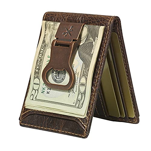 HOJ Co. Bottle Opener Front Pocket Wallet For Men | Full Grain Leather | Bifold Wallet With Money Clip | Wallet With Clip | Novelty Men's Wallet