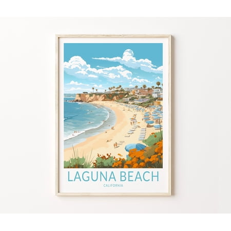 POSTER Laguna Beach California Travel Print, Laguna Beach Poster Print, Laguna Beach Wall Art, California Coast Wall Decor-UNFRAMED