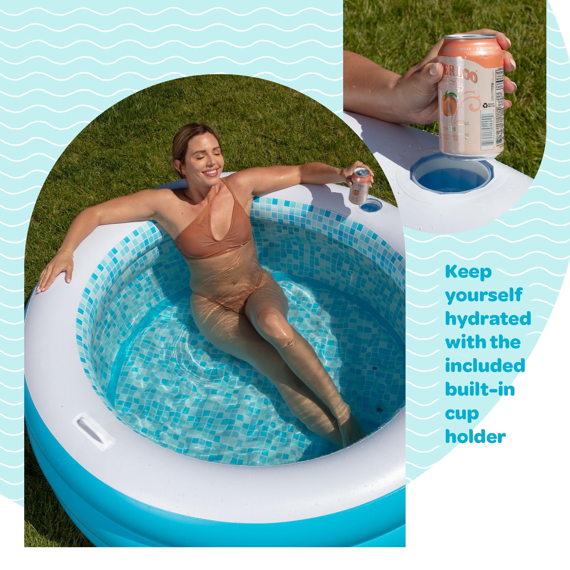 Grip A Pool Inflatable Kiddie Pool Round Blow Up 60" x 22"