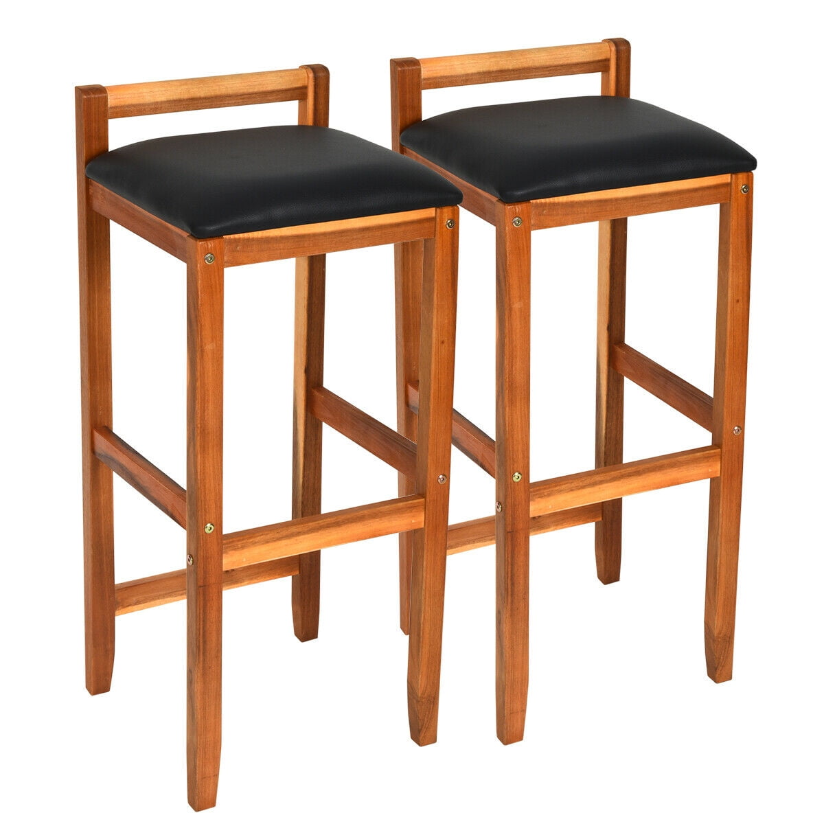 Gymax Bar Stool, Reddish Brown, Set of 2