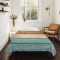 thumbnail image 4 of Farmhouse Aqua Brown Tapestry for Bedroom Wall Hanging Tapestry, Vintage Wooden Striped Ceiling Backdrop Tapestries Poster Blanket Wall Decor for Teens Room Living Room Dorm 55" x 73", 4 of 8