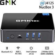 GMKtec KB3 Mini PC Windows 11, Intel Celeron J4125, 8GB DDR4 RAM 256GB SSD, Fanless Quiet Mini Desktop, 4K Dual Display, HDMI+DP, WiFi, LAN, USB 3.0 for Gaming (Bare machine without accessories)