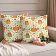thumbnail image 2 of Fall Thanksgiving Outdoor Waterproof Pillow Covers, Orange Green Pumpkins Botanical Decorative Square Throw Pillowcase Sofa Cushion Sham for Patio/Couch/Chair, 16"x16" 2 Pack, 2 of 8