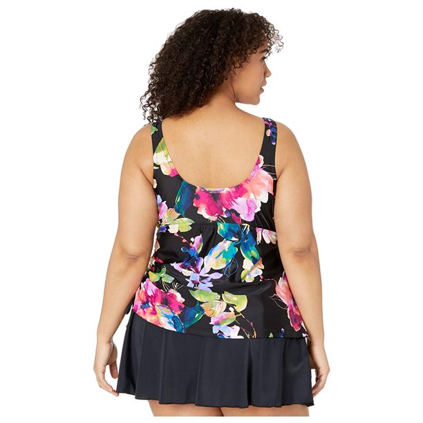 Maxine Of Hollywood Swimwear Plus Size Camellia Adjustable Tank Swimdress One Piece Multi Walmart Com