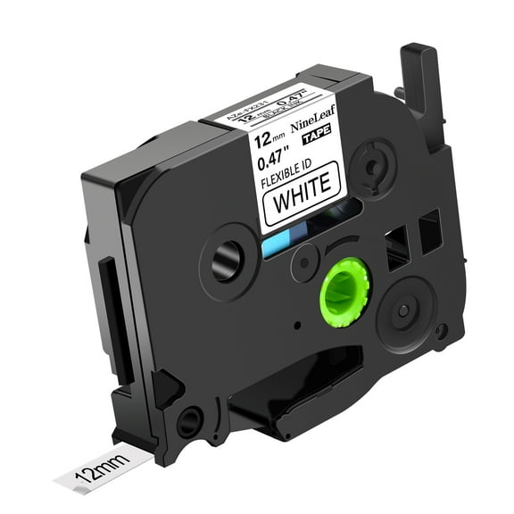 NineLeaf 1 Pack Compatible for Brother P-Touch TZe TZ Label Tape TZe-FX231 TZ-FX231 Black on White 12mm 0.47'' Flexible ID Tape