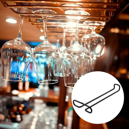 4 Pcs Heavy Duty Metal Stemware Rack,Hanging Wine Glass Holder,Holds 4-6 Glasses,Under Cabinet Hanging Wine Glass Holder for Kitchen,Bar,RV,or Mini Bars(Black)